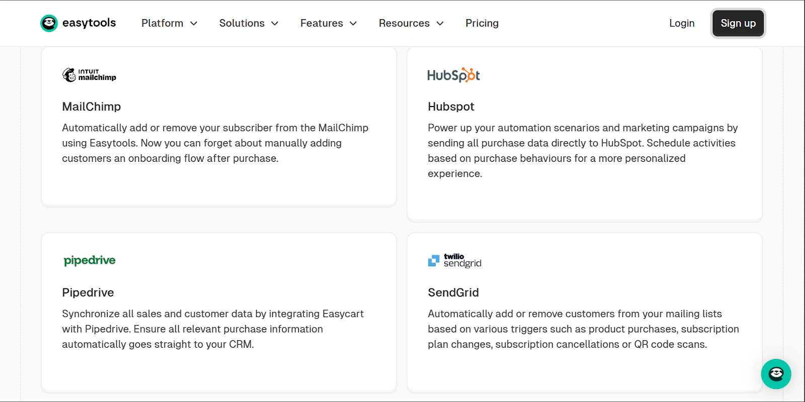 intégrations d'easytools avec d'autres outils