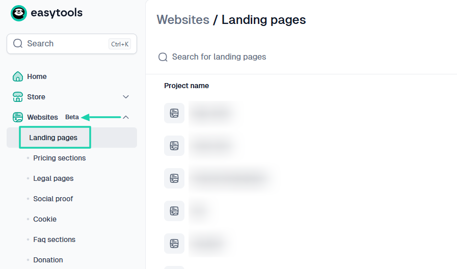 la fonctionnalité websites sur une alternative à Gumroad