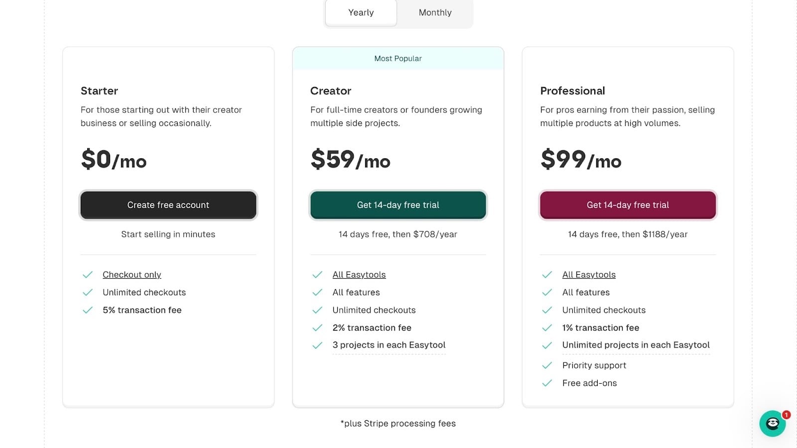 les offres tarifaires d'Easytools