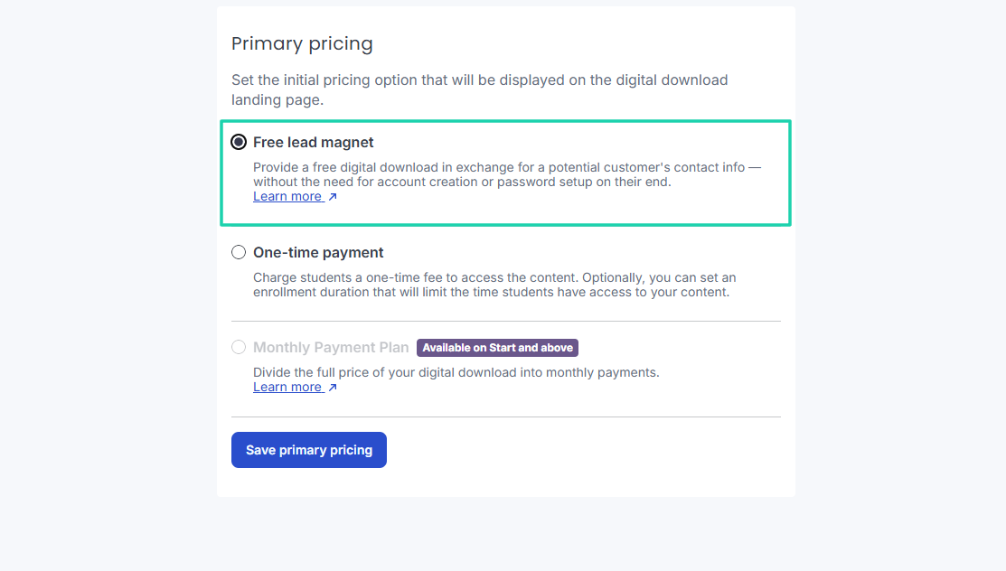 Thinkific: capture des products - page de paiement
