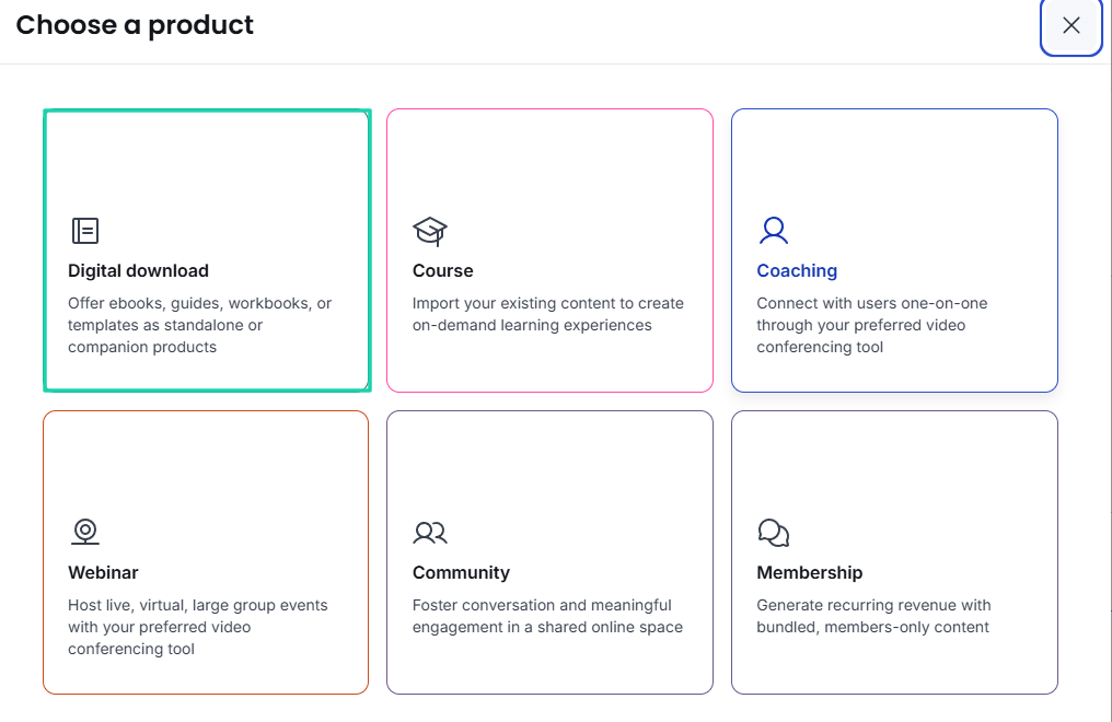 Thinkific: products affichant "Digital downloads"