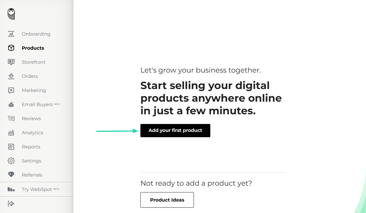 SendOwl: products affichant "Add your first product" - créateur de formations