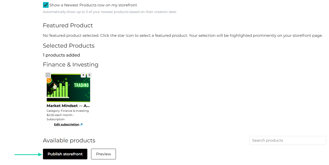 vitrine publiée sur une alternative à Gumroad
