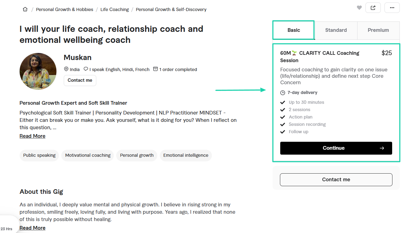 offre de coaching de base de muskan