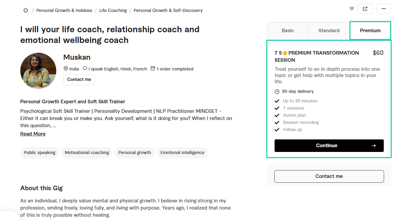 offre premium de muskan sur fiverr