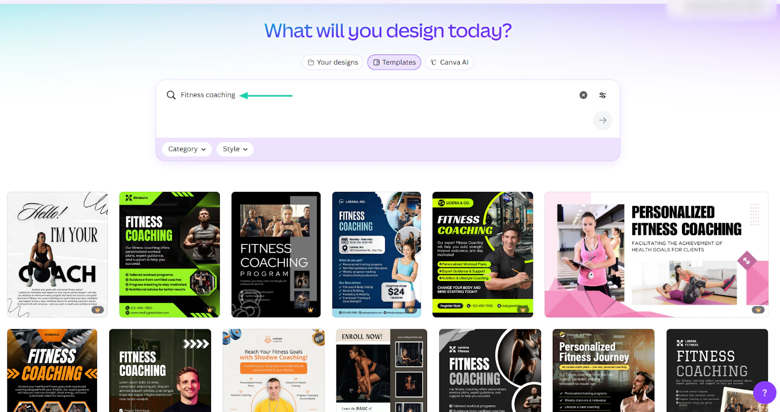 barre de recherche sur canva