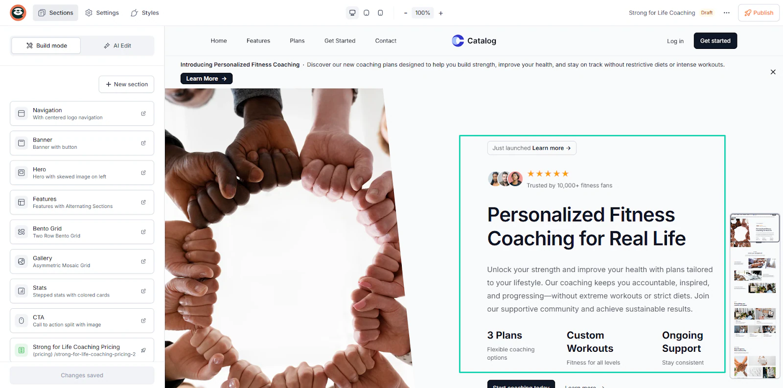 landing page pour une activité de coaching