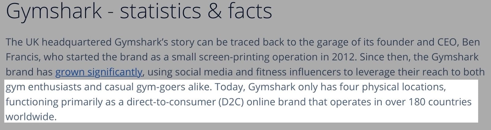 statistiques et faits sur gymshark