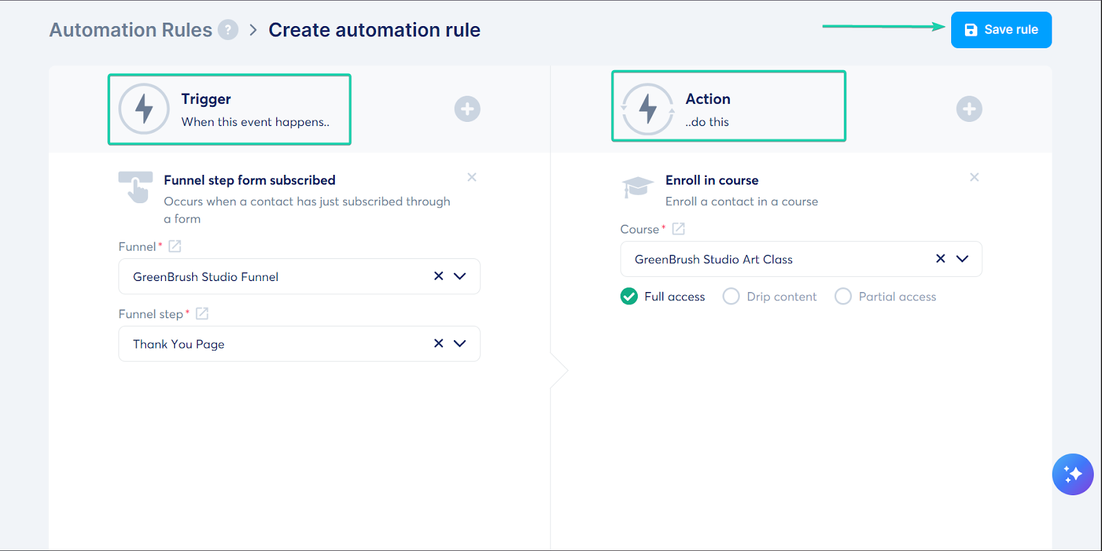 Systeme.io: la section automations avec la partie "then do this"