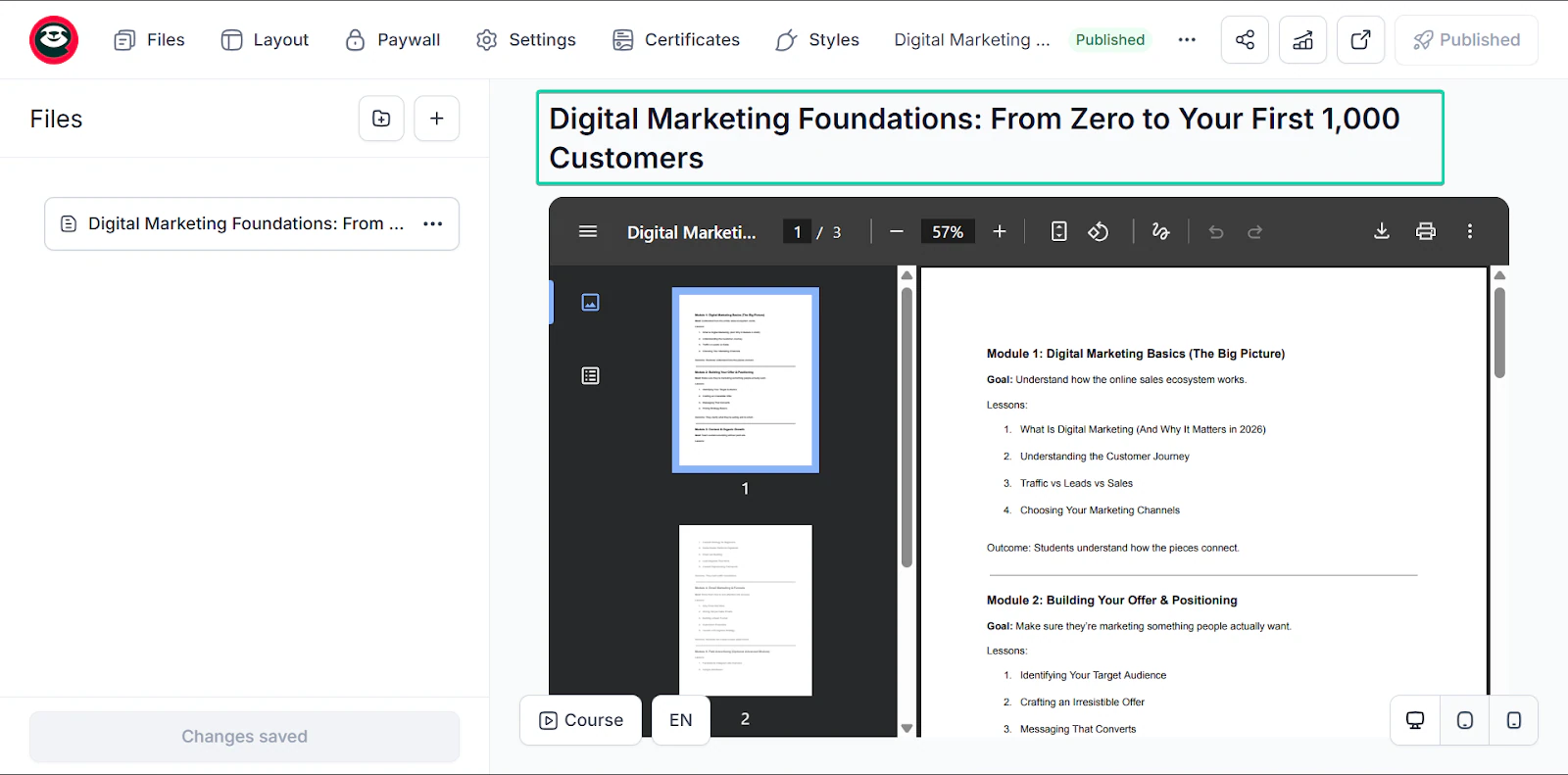 création de formation dans Easytools