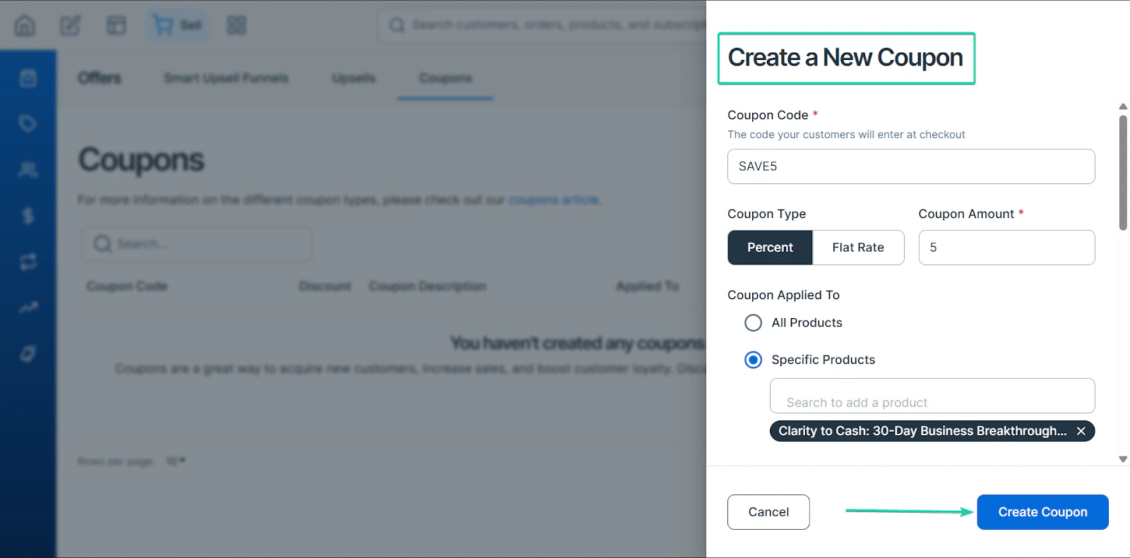 SamCart: capture des codes promo
