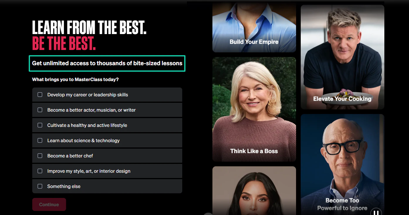 masterclass offer page