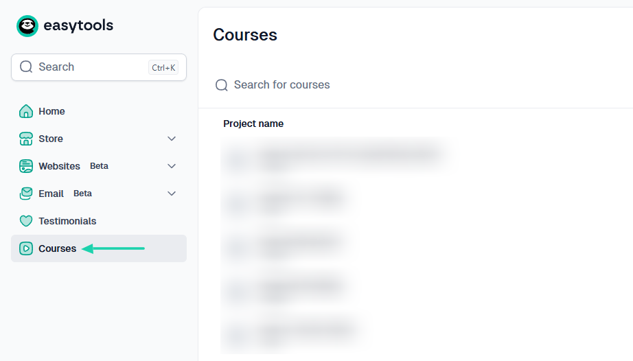 How to create a membership site: courses screenshot