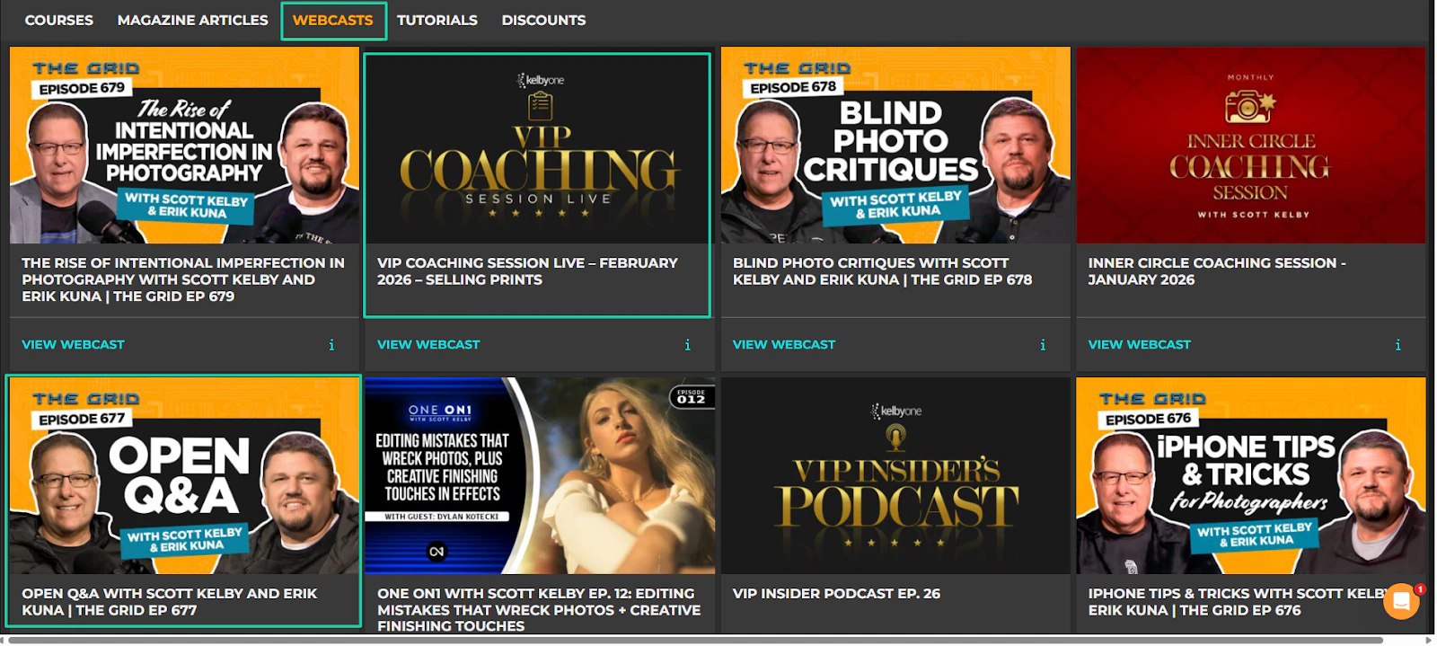 webcasts on kelbyone