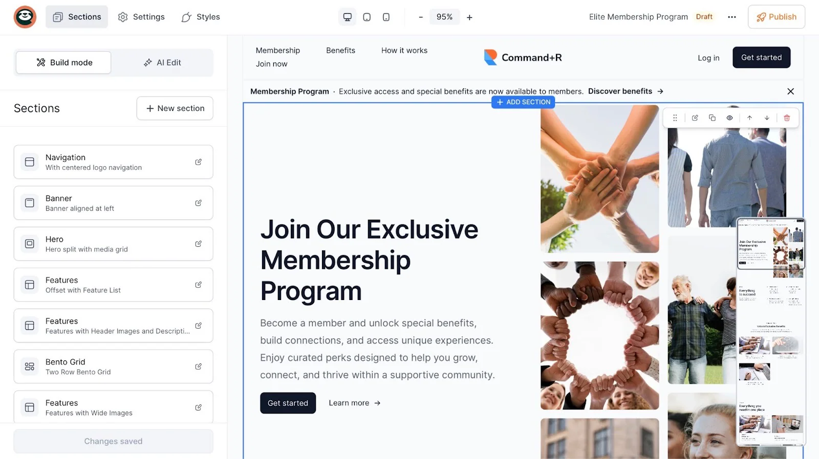 landing page to create membership site