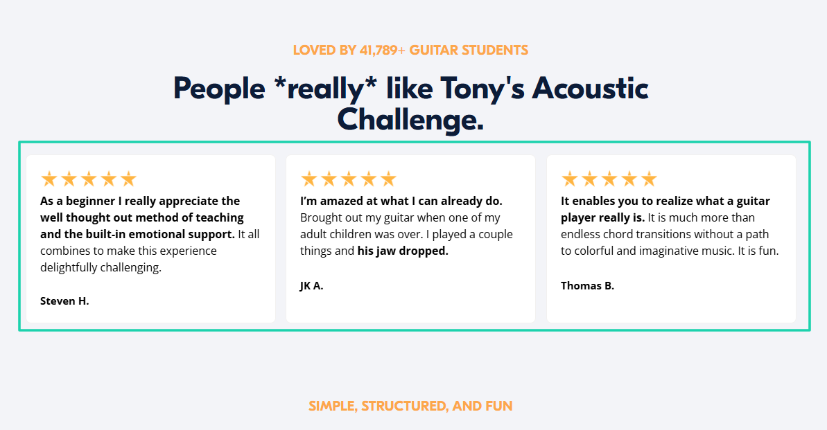 How to create a membership site: pro tip screenshot — testimonials