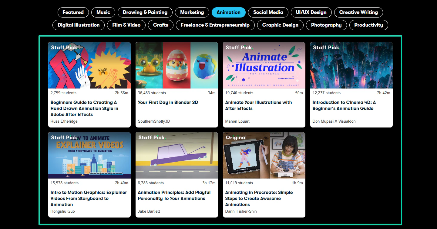 skillshare animation category