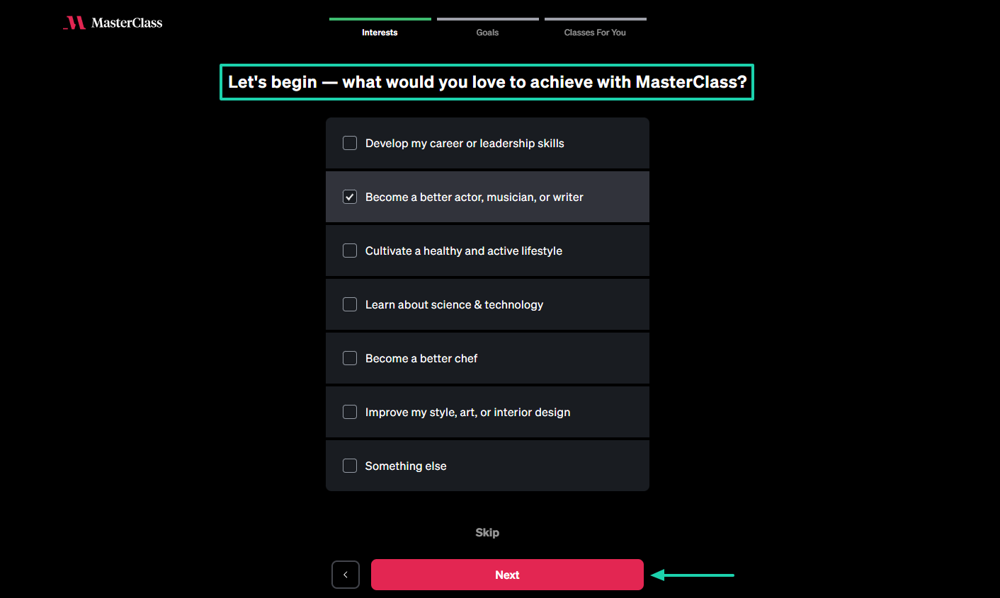 masterclass signup