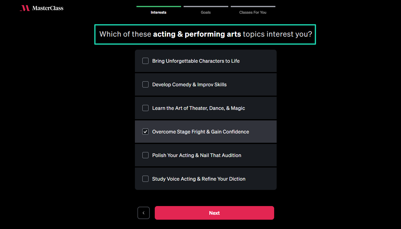 topic specificity on masterclass