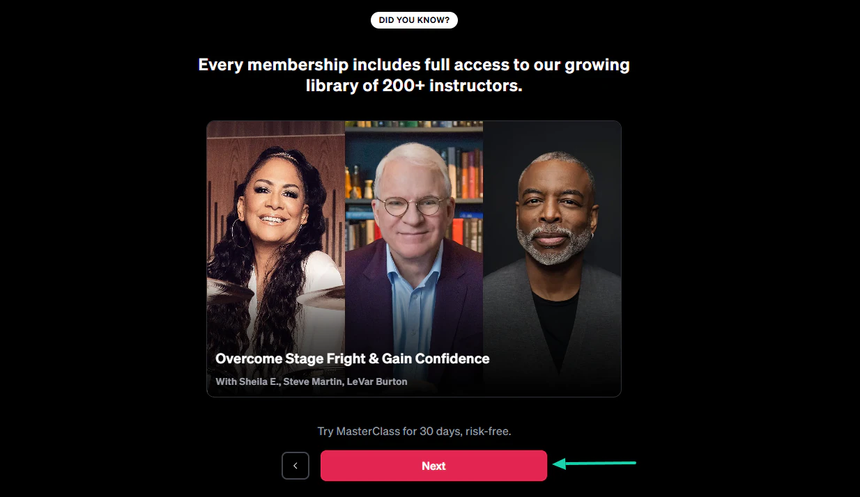 offerings for masterclass signups