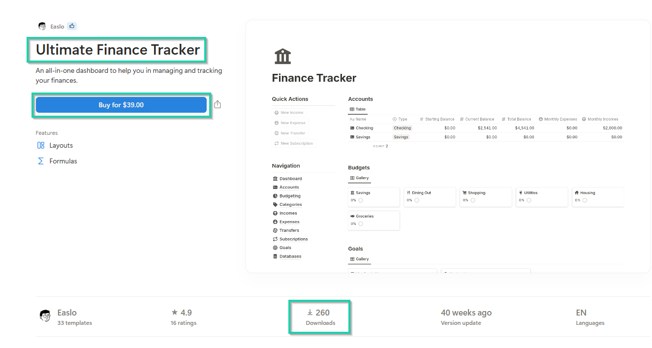 It sells for $39, and 260 people have already bought it.