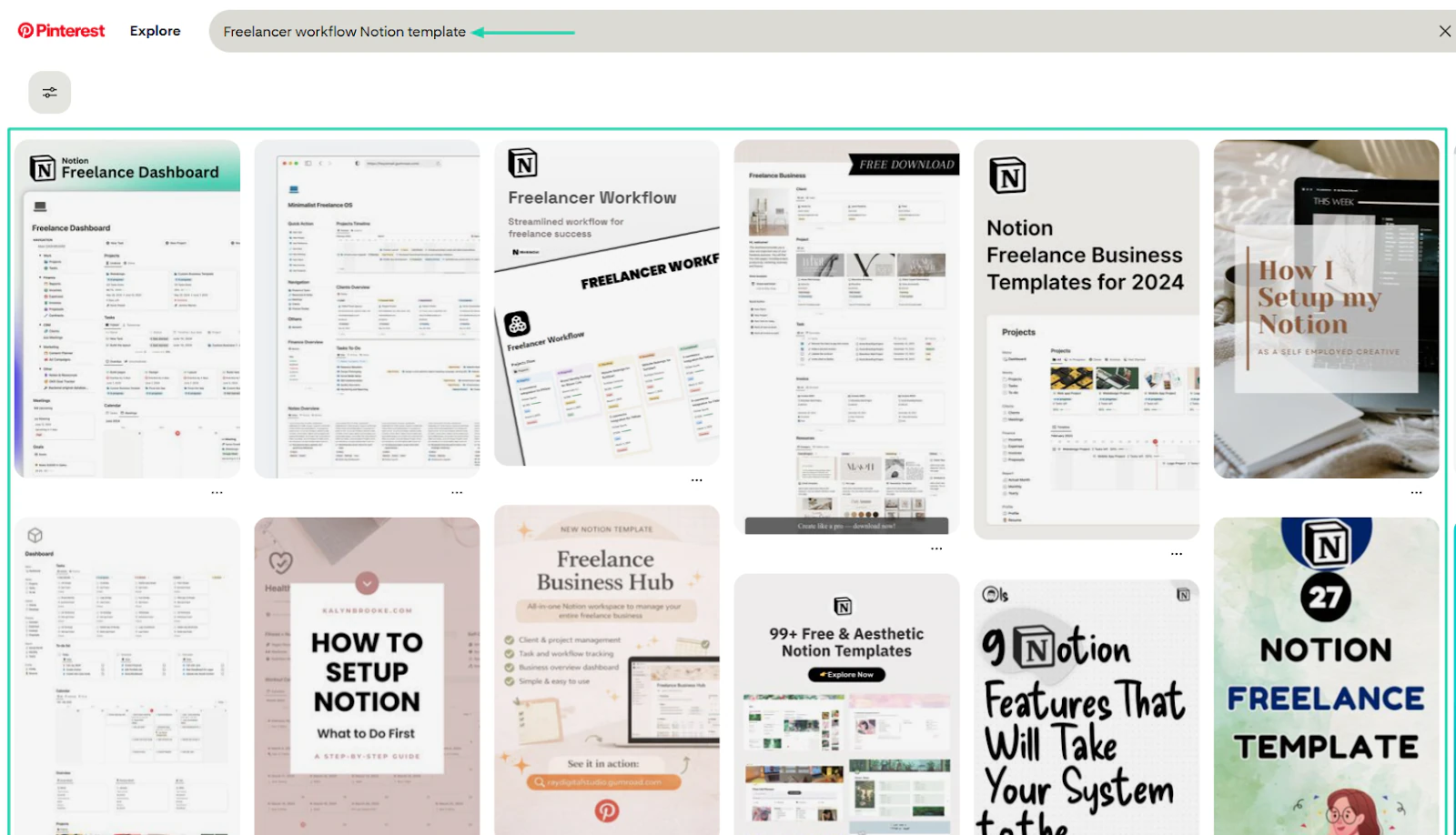 Just type “Freelancer workflow Notion template” in the search box.