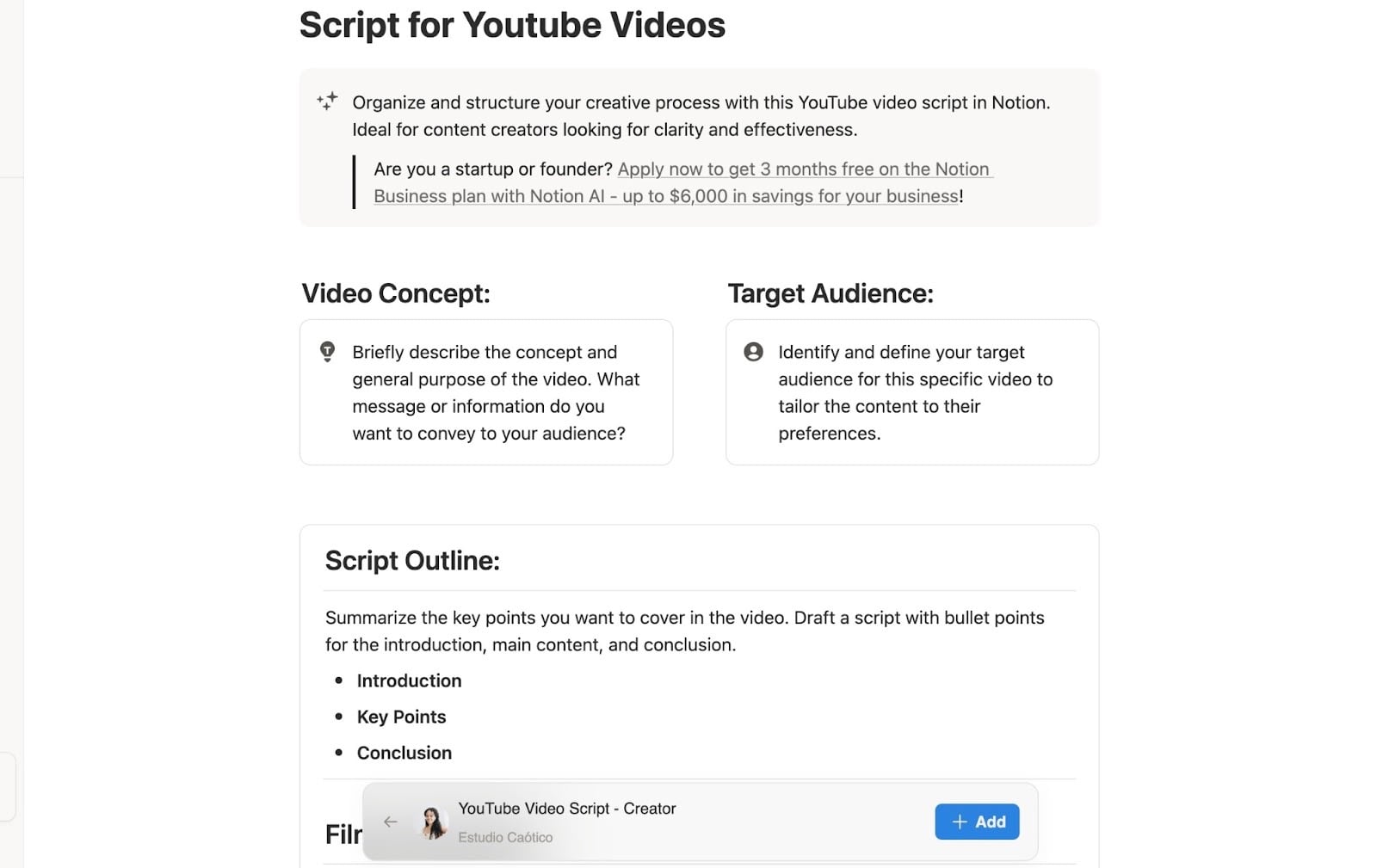 It should just be simple with a clean layout and clear sections.