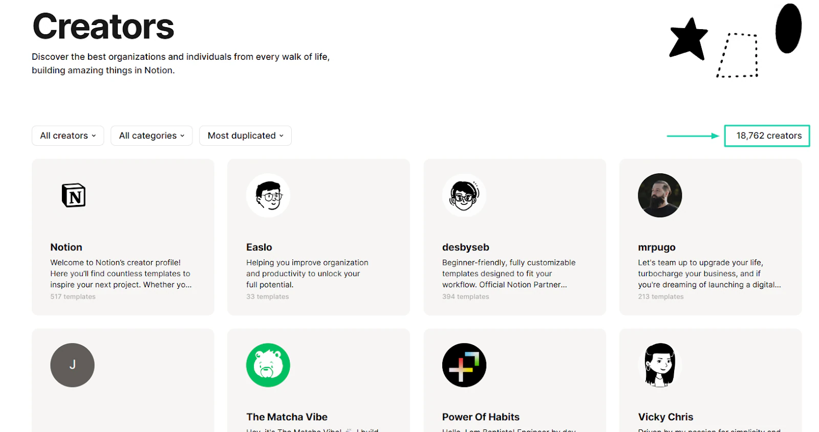 Step 4: There are over 18k+ Notion template creators