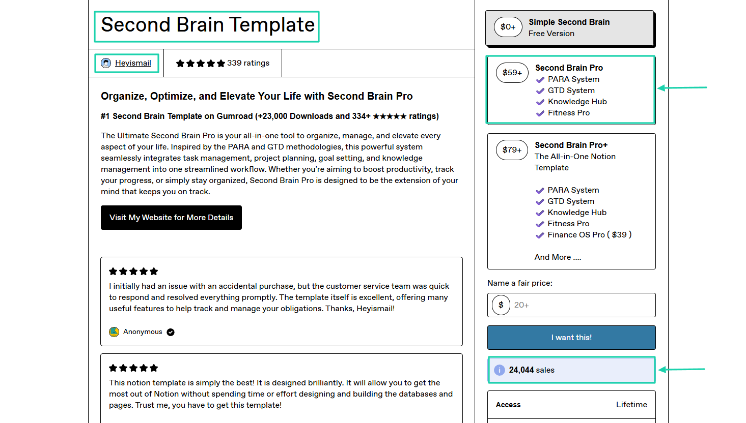 That’s Heyismail’s Second Brain template.