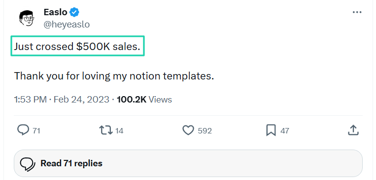 How much can you earn selling Notion templates?: website builder screenshot