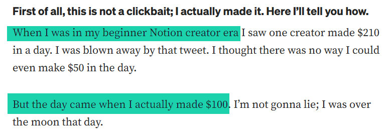 That’s why when she made $100, she was over the moon.