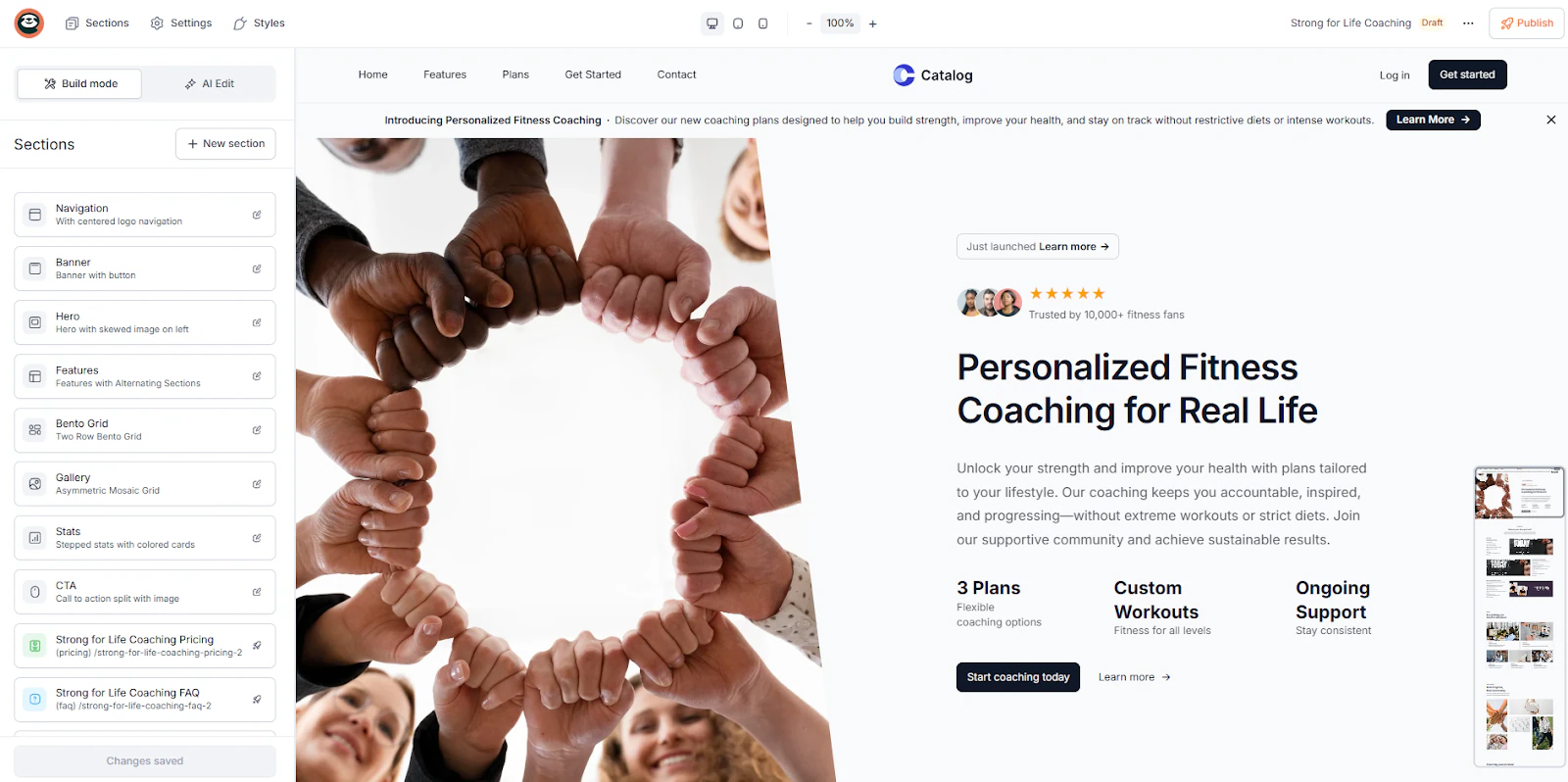 Product: website builder screenshot