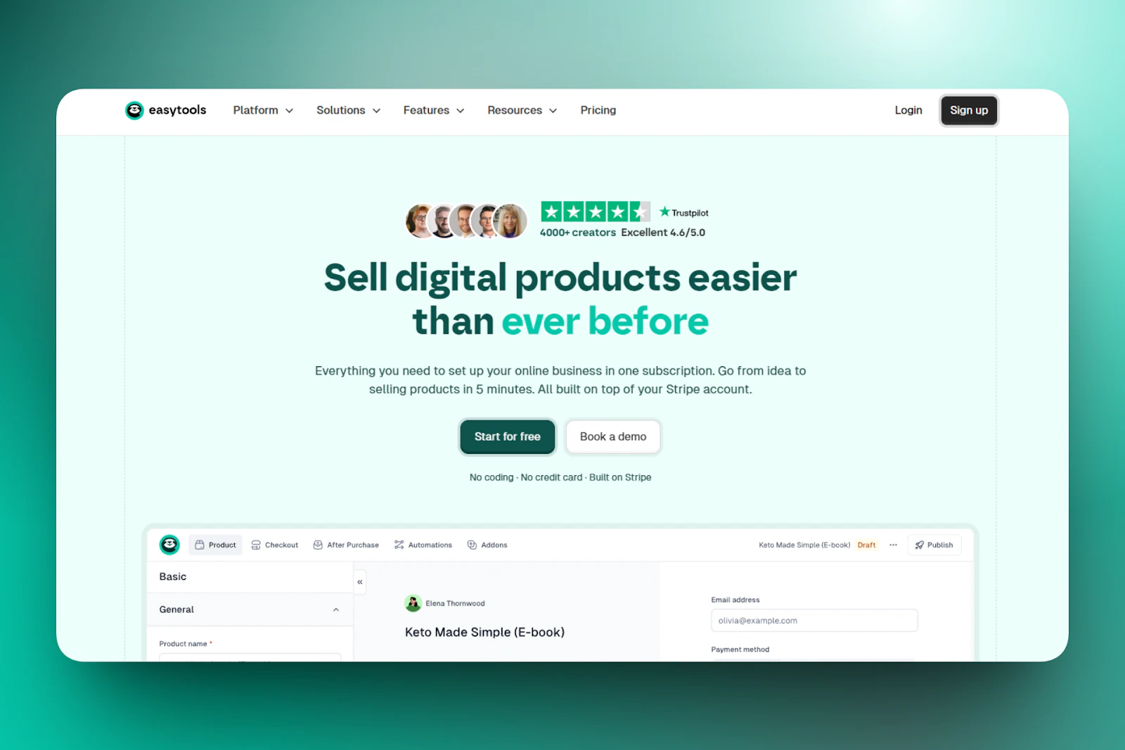 Easytools AI Website Builder: email editor screenshot