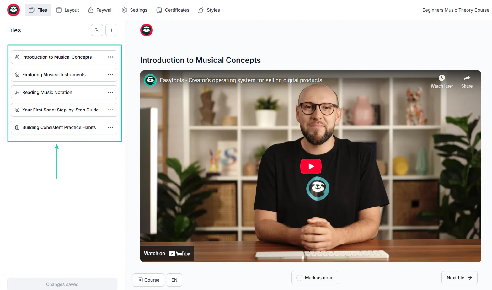 The platform lets you automatically issue certificates upon course completion.