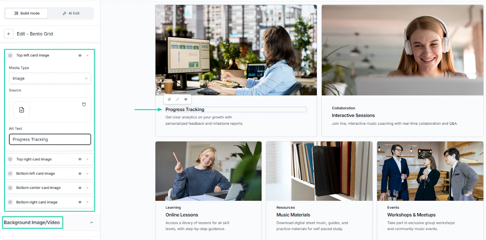 Easytools AI Website Builder: You can manually edit texts, images, or videos.