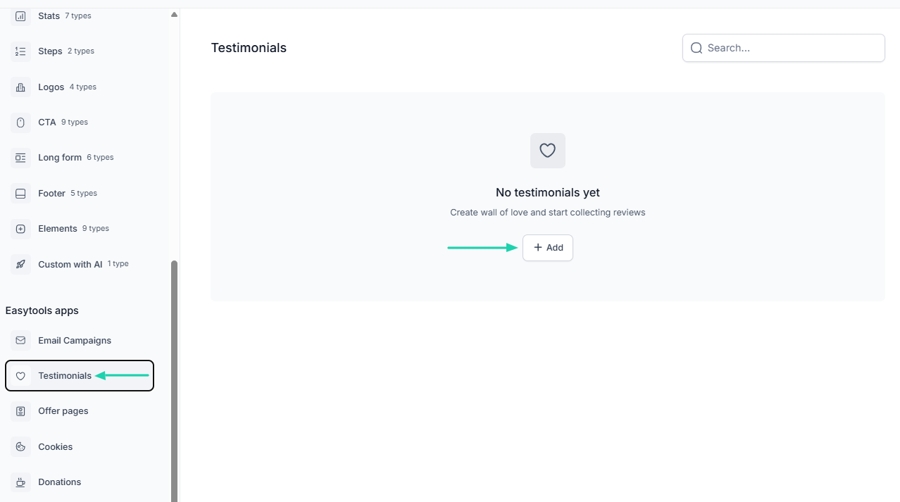 Easytools AI Website Builder: You can also add testimonials to your website.