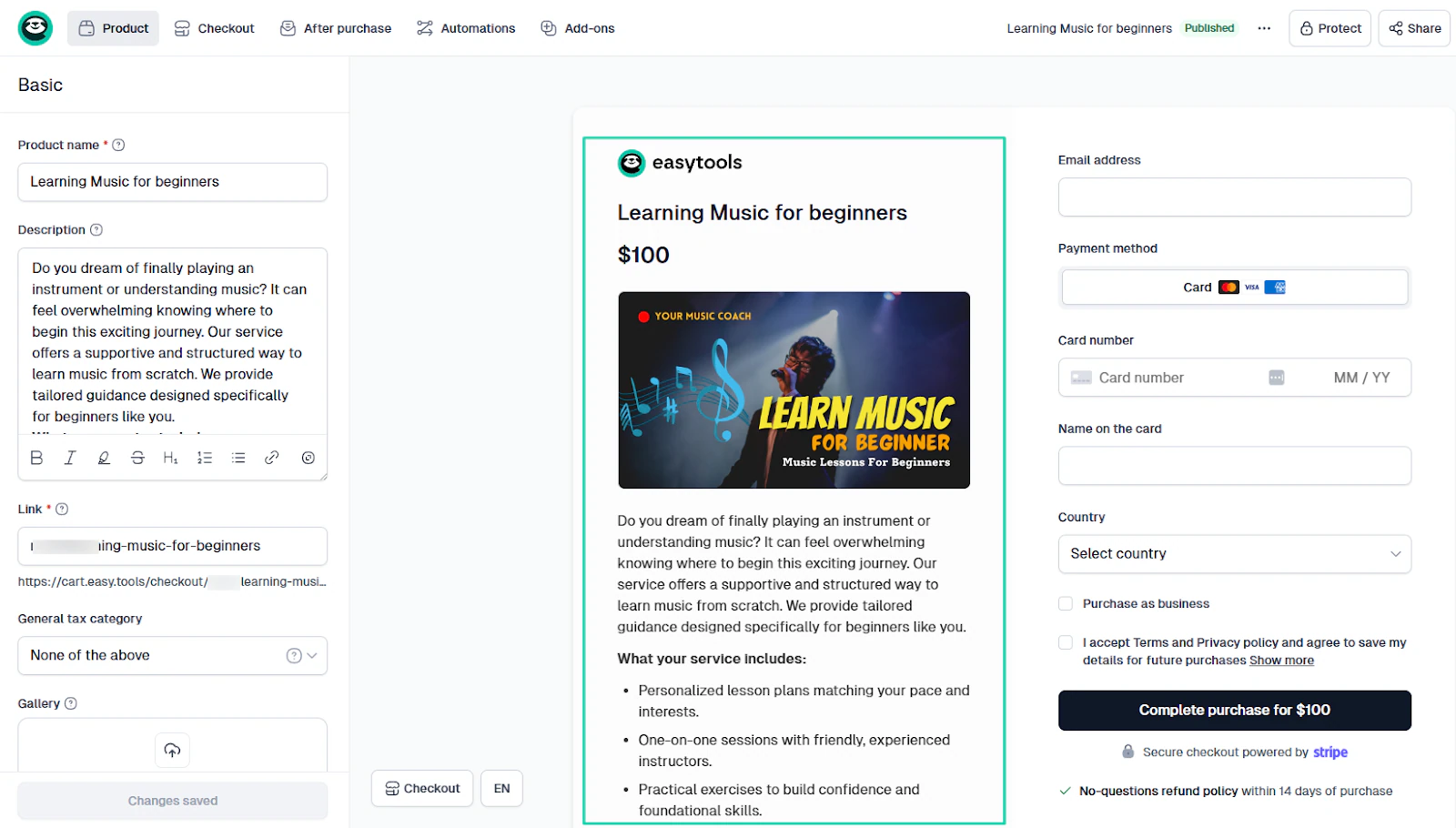 Easytools AI Website Builder: Customers who pay will be able to access the course.