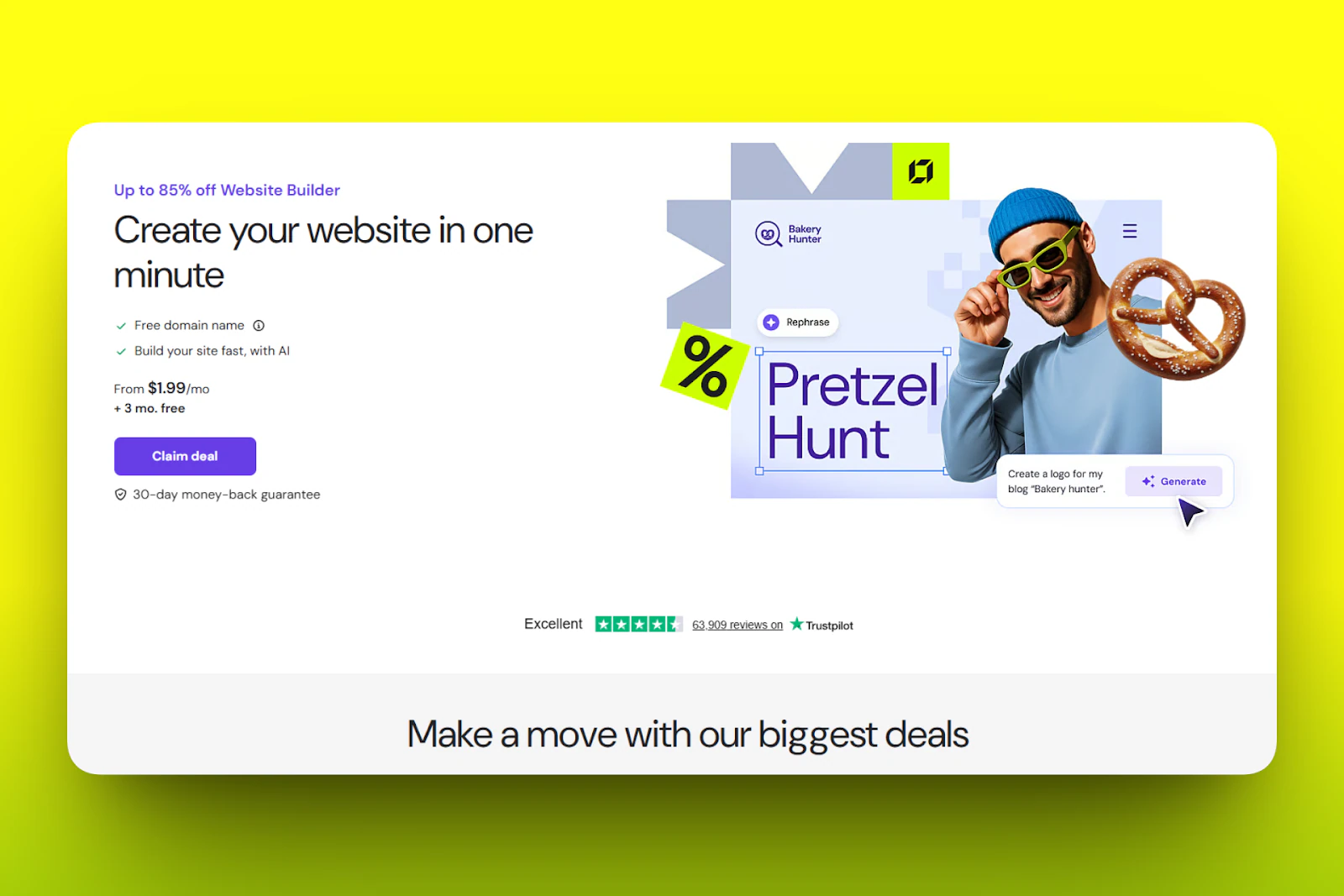 It offers solutions like shared and cloud hosting, domain registration, and an AI-driven website builder.