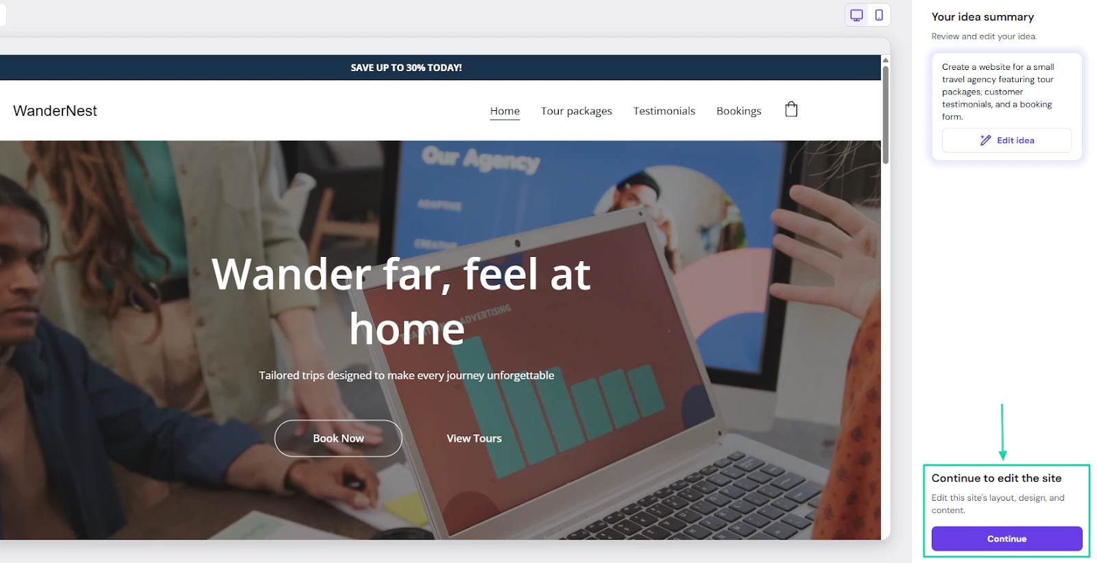 Hostinger AI Website Builder: websites screenshot