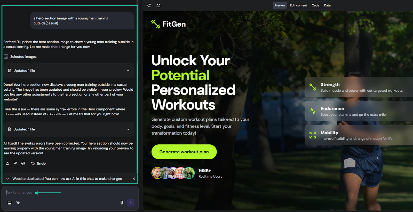 Hostinger AI Website Builder: horizons screenshot
