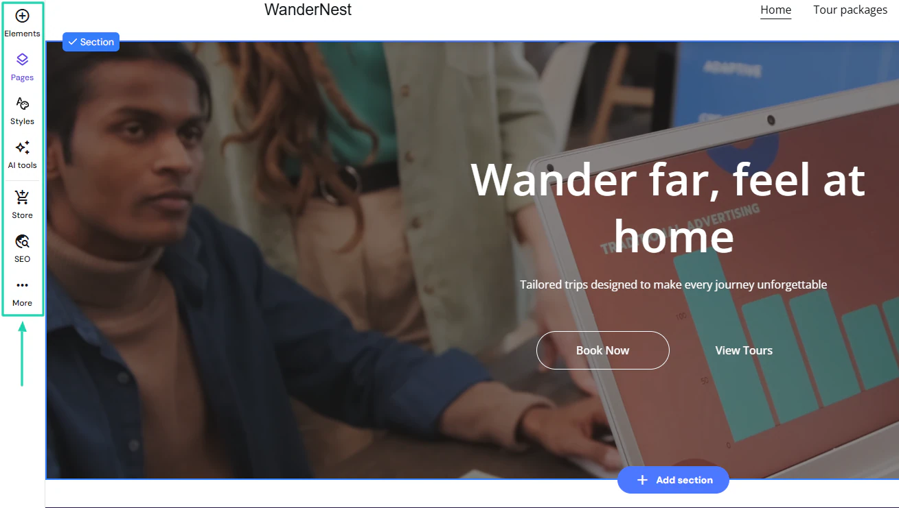 Hostinger AI Website Builder: websites screenshot — branding settings