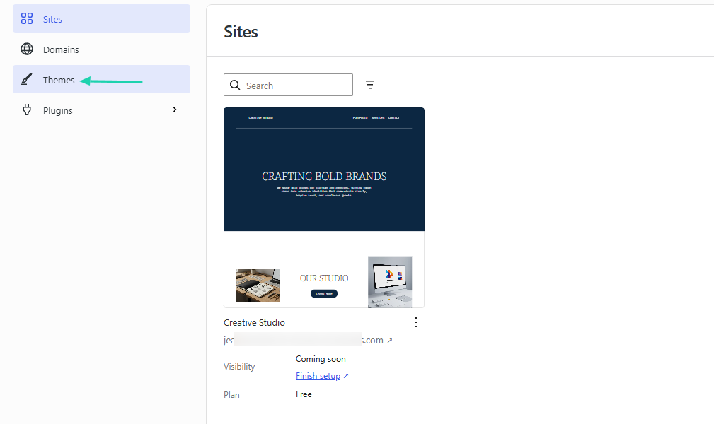 WordPress.com AI Website Builder: themes screenshot