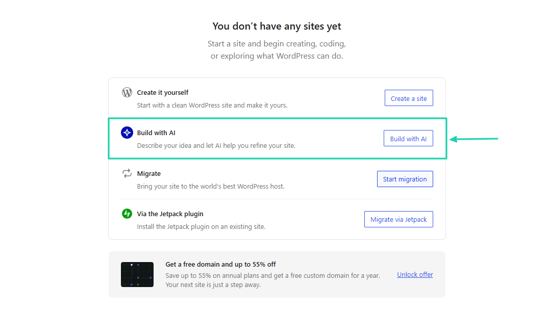 WordPress.com AI Website Builder: editor screenshot