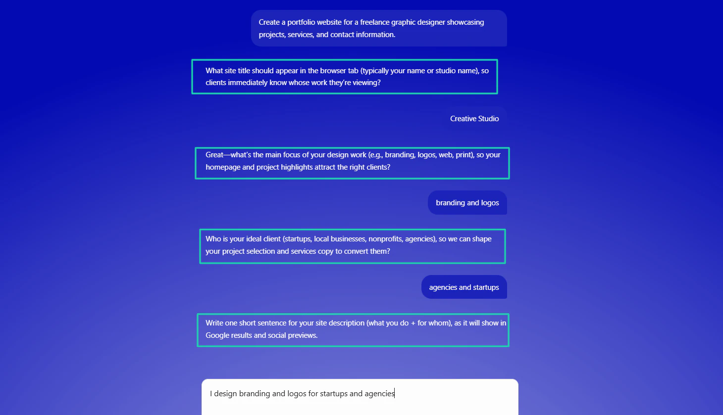 The AI will ask you questions to gather more details.