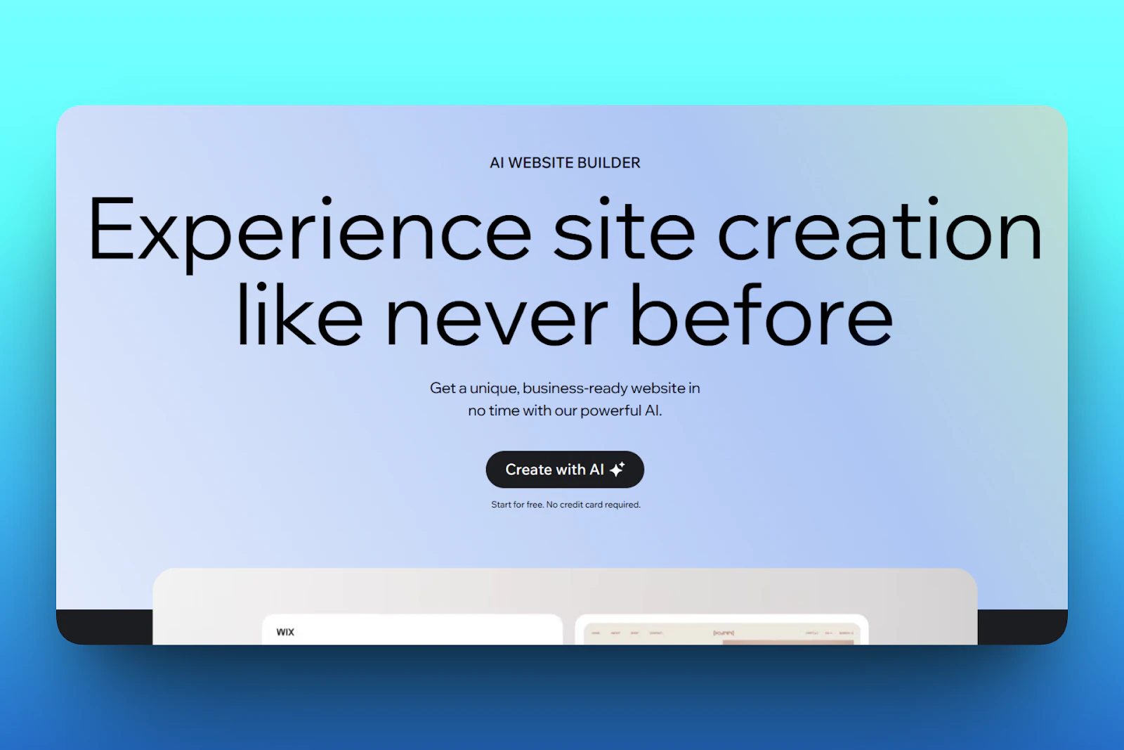 That lets you create and design sites with the Wix AI feature and drag-and-drop customization.