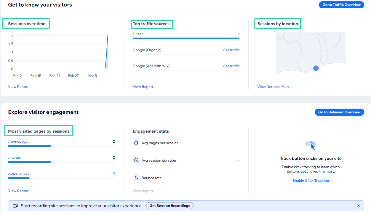 Wix AI Website Builder: analytics screenshot view 3