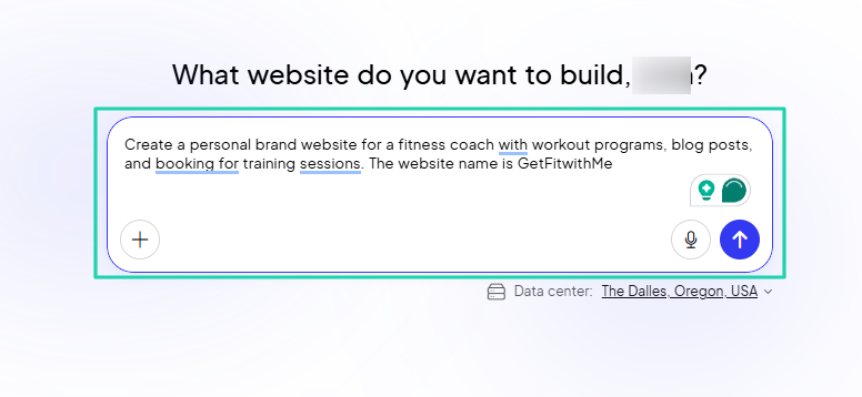 10Web: ai website builder showing “Start building” — blog editor