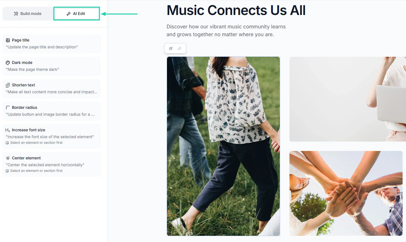 It lets you edit the website content and design.