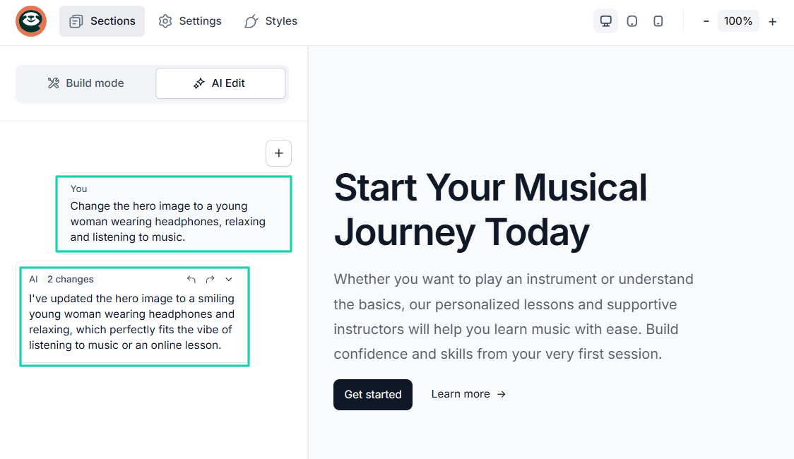 Check AI features interface screenshot