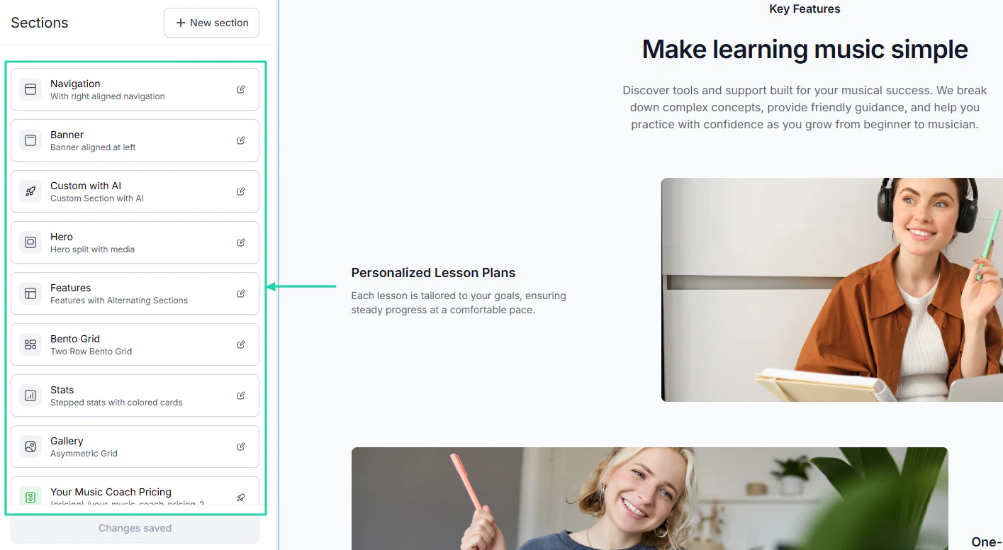 Many AI website builders offer drag-and-drop editors that let you move elements such as text, buttons, and sections.